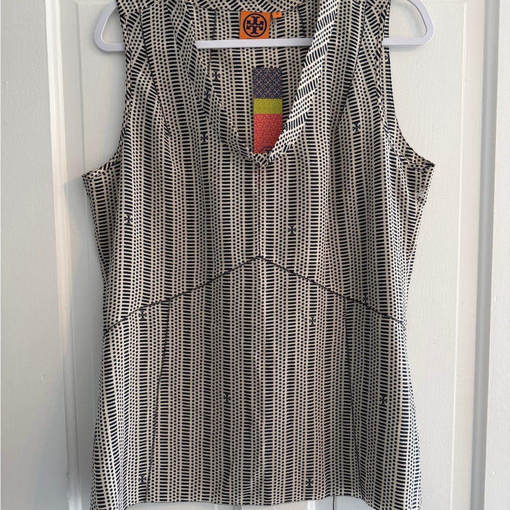 Tory Burch 100% Silk Patterned Tank Top
